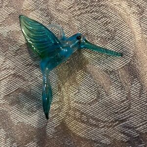 Glass Hummingbird Ornament - Blue